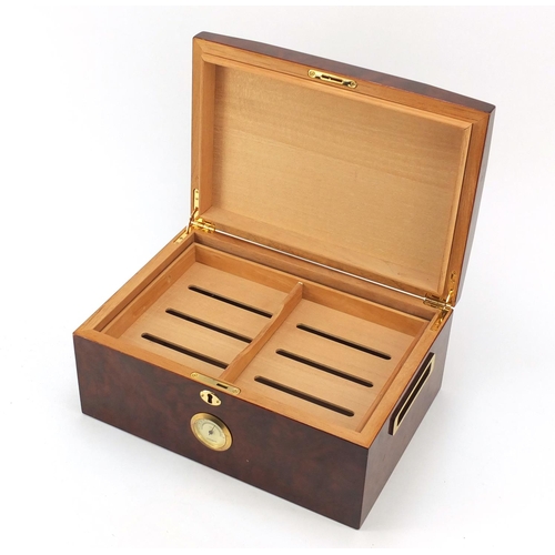 387 - Rectangular lacquered humidor with lift out tray, 
35cm W x 24.5cm D x 16cm H