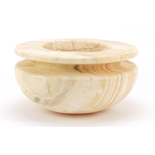 230 - Large Egyptian carved alabaster offering bowl, Old Kingdom, 3rd-6th Dynasty, circa 2686-2160 BC, 23c... 