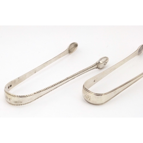 368 - Three pairs of Georgian and later silver sugar tongs including a pair by Charles Boyton London 1834,... 