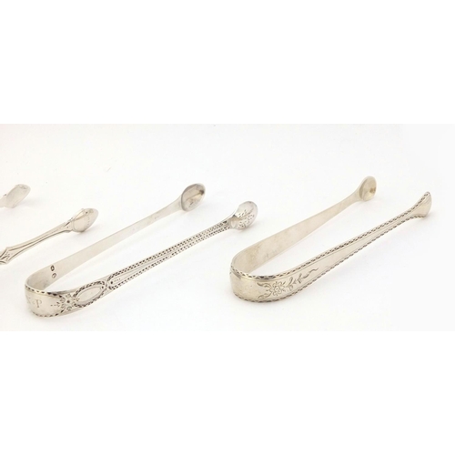 541 - Three pairs of Georgian silver sugar tongs, including a pair by Anne & William Bateman, London 1804,... 