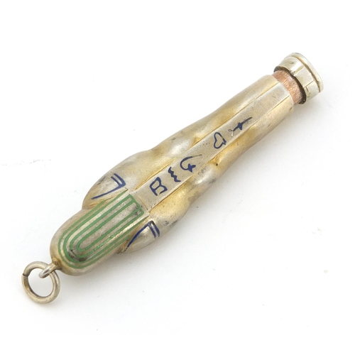 376 - Egyptian Revival silver gilt and enamel propelling pencil in the form of Tutankhamun, 6cm in length,... 