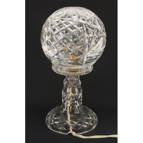 754 - Cut glass mushroom form table lamp with detachable shade, 29cm high