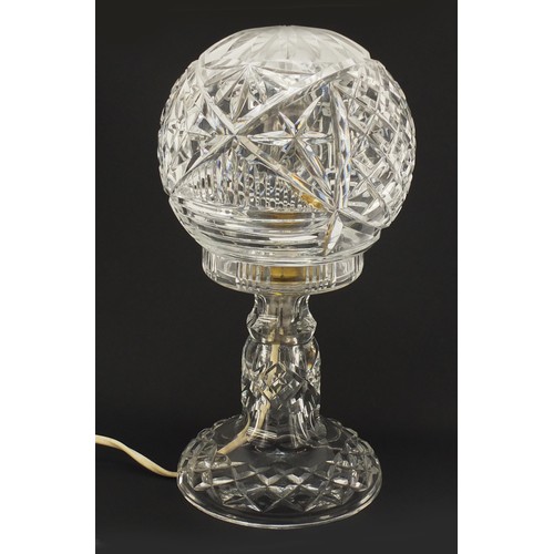 754 - Cut glass mushroom form table lamp with detachable shade, 29cm high