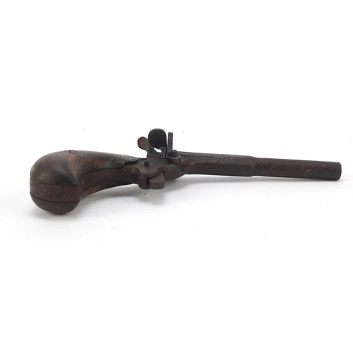 660 - ***WITHDRAWN***19th century garter pistol with wooden grip, 14.5cm in length