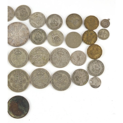 535 - Antique and later British and world coinage including 1887 double florin, George III 1820 shilling a... 