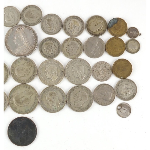 535 - Antique and later British and world coinage including 1887 double florin, George III 1820 shilling a... 