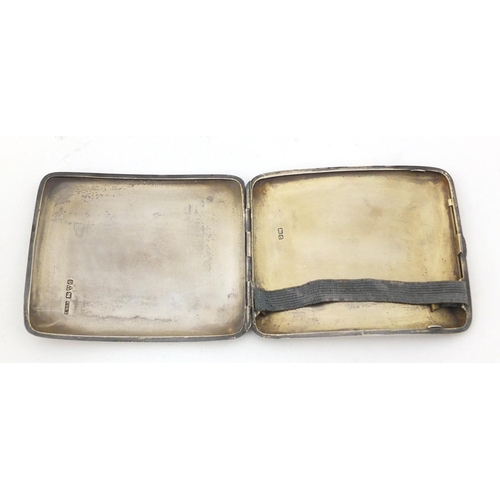 763 - Zachariah Barraclough & Sons, rectangular silver cigarette case, Chester 1914, 10cm wide, 138.2g