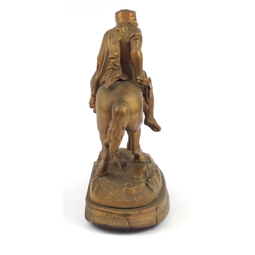 1988 - Gilt spelter figure of a knight on horseback, 34cm high