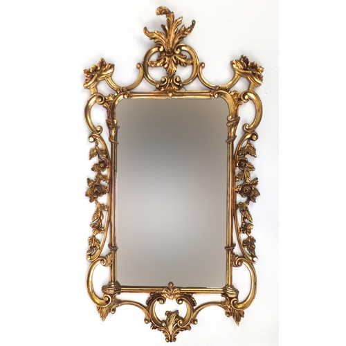 1305 - Ornate gilt framed pier mirror with acanthus leaves and C scrolls, 102cm x 58cm