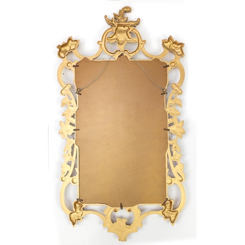 1305 - Ornate gilt framed pier mirror with acanthus leaves and C scrolls, 102cm x 58cm