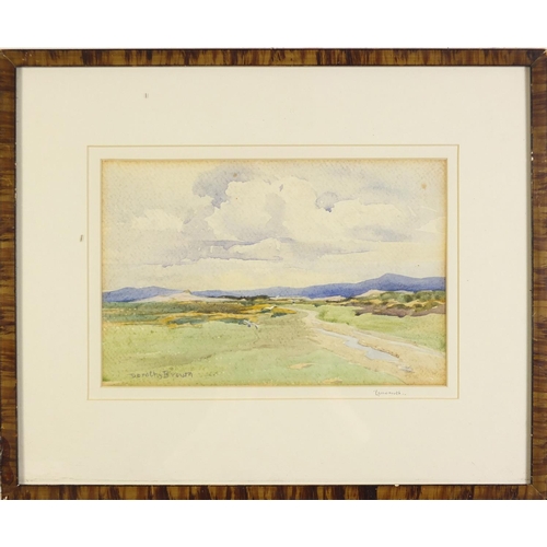 463 - Dorothy Brown - Lossiemouth landscape, signed watercolour, mounted, framed and glazed, 26.5cm x 17cm... 