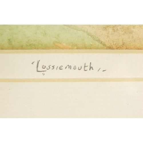 463 - Dorothy Brown - Lossiemouth landscape, signed watercolour, mounted, framed and glazed, 26.5cm x 17cm... 