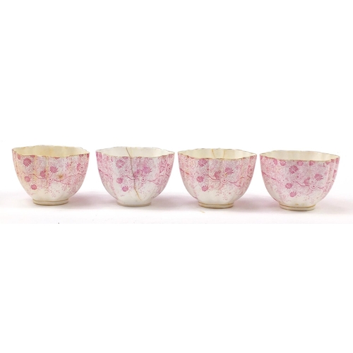 182 - Wileman Foley teaware painted with flowers and trees, including trio's and a serving plate, the serv... 