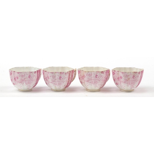 182 - Wileman Foley teaware painted with flowers and trees, including trio's and a serving plate, the serv... 