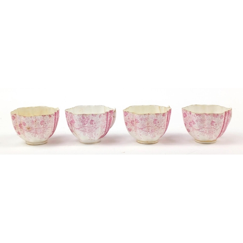 182 - Wileman Foley teaware painted with flowers and trees, including trio's and a serving plate, the serv... 