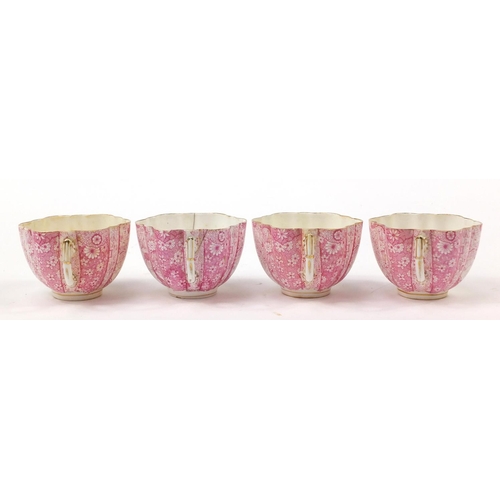 182 - Wileman Foley teaware painted with flowers and trees, including trio's and a serving plate, the serv... 