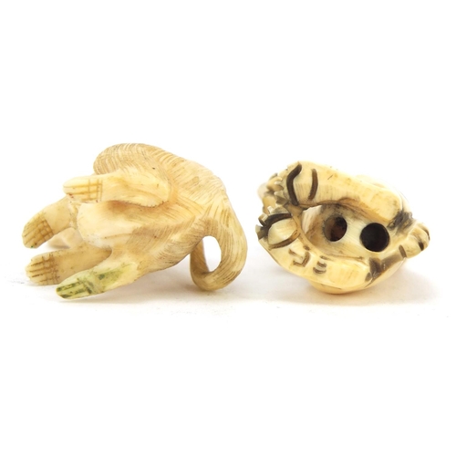 449 - Two Japanese carved ivory rats including a Netsuke, the largest 3.5cm high