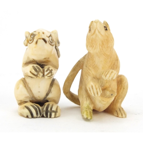 449 - Two Japanese carved ivory rats including a Netsuke, the largest 3.5cm high