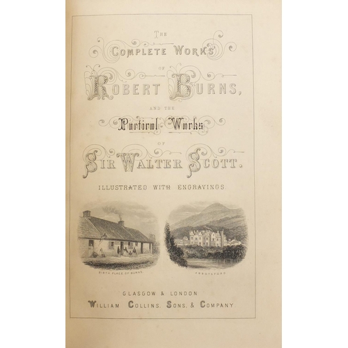 502 - The Complete Works of Robert Burns and Poetical Works of Sir Walter Scott, two 19th century leather ... 