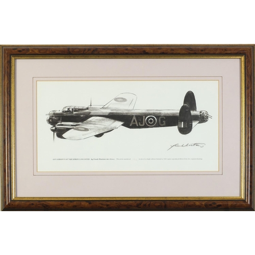 554 - Frank Wootton - Guy Gibson 617 Squadron Lancaster, print, pencil numbered 182/500, 37cm x 19cm