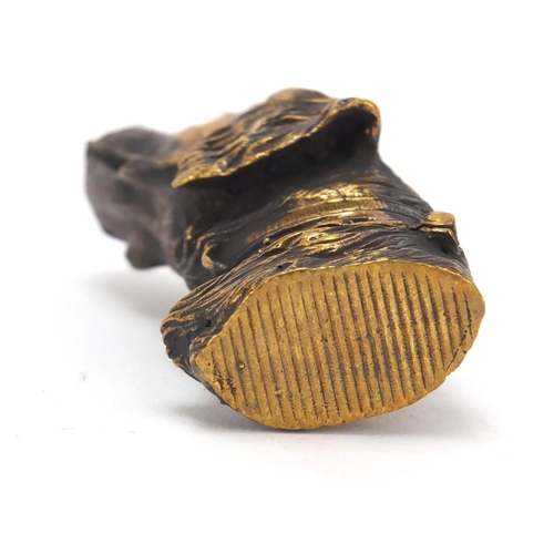 413 - Novelty brass vesta in the form of a dog's head, 5cm high