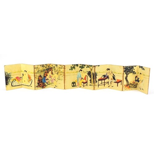 1992 - Chinese folding book depicting erotic scenes, 18cm high