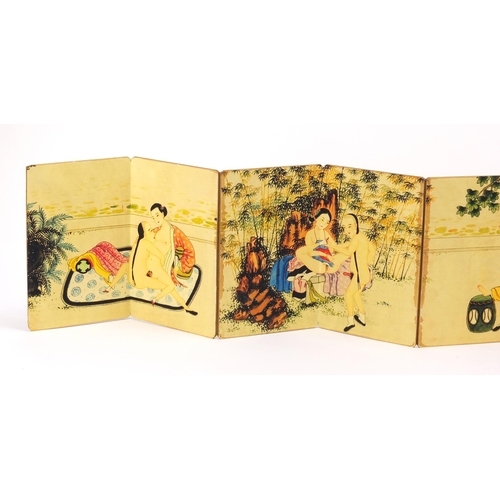 1992 - Chinese folding book depicting erotic scenes, 18cm high