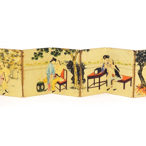 1992 - Chinese folding book depicting erotic scenes, 18cm high