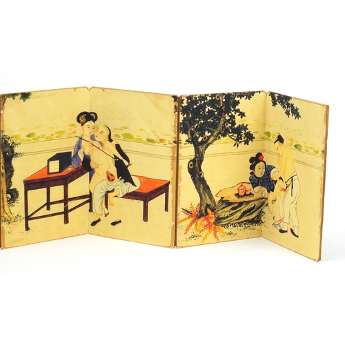 1992 - Chinese folding book depicting erotic scenes, 18cm high