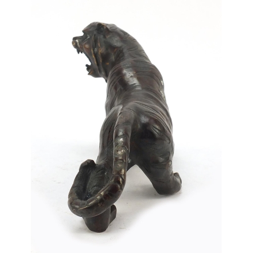 290 - Large Japanese patinated bronze tiger, 31cm in length