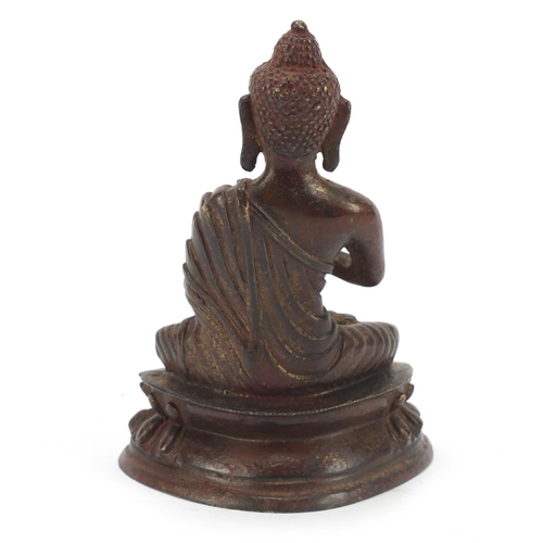 225 - Chino-Tibetan patinated bronze figure of Buddha, 16cm high