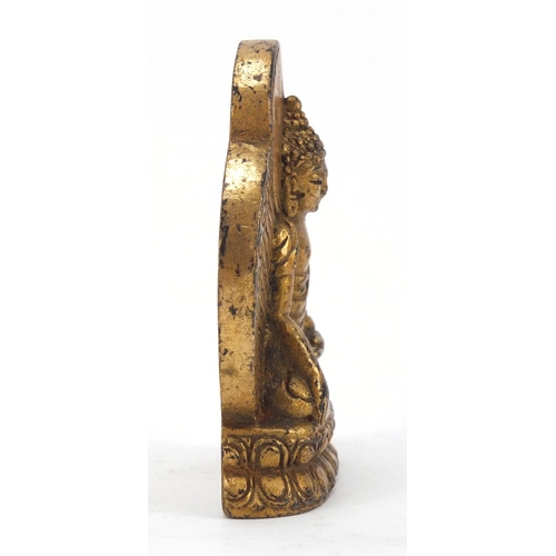 577 - Chino-Tibetan gilt bronze figure of Buddha, 7cm high