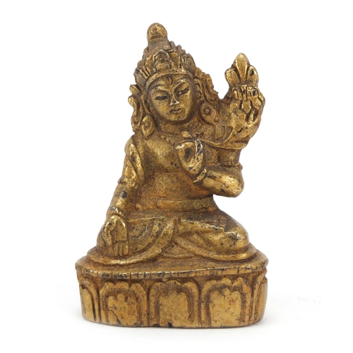 2013 - Chino-Tibetan gilt bronze figure of Buddha, 6cm high