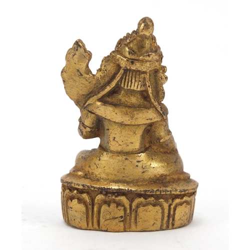 2013 - Chino-Tibetan gilt bronze figure of Buddha, 6cm high