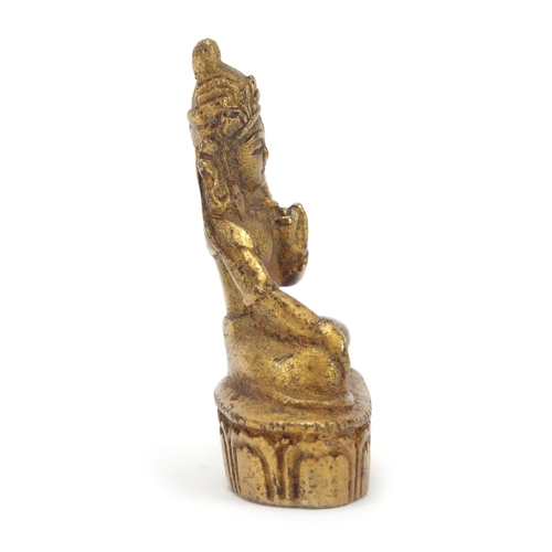 2013 - Chino-Tibetan gilt bronze figure of Buddha, 6cm high