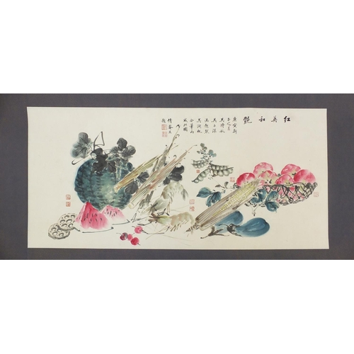 719 - Attributed to Daiqiu Wu, Zishen Wu, Chaoran Feng and Hufan Wu - Fruit and vegetables, Chinese ink an... 