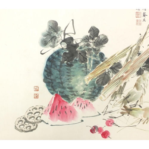 719 - Attributed to Daiqiu Wu, Zishen Wu, Chaoran Feng and Hufan Wu - Fruit and vegetables, Chinese ink an... 