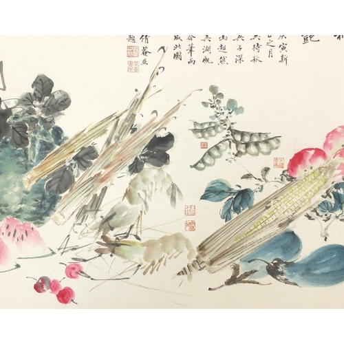 719 - Attributed to Daiqiu Wu, Zishen Wu, Chaoran Feng and Hufan Wu - Fruit and vegetables, Chinese ink an... 