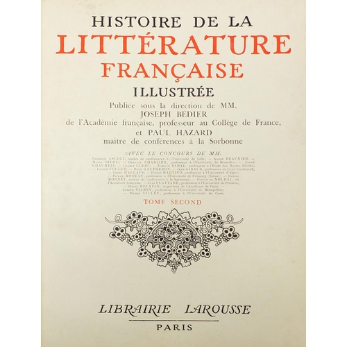 498 - Litterature Francaise, two hardback books, two volumes, Paris Librairie Larousse