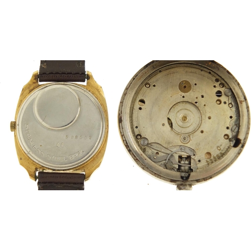 643 - Hebdomas pocket watch, Perry & Co pocket watch movement and a vintage wristwatch