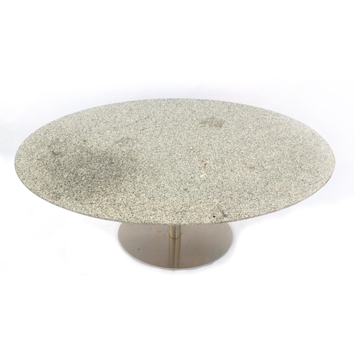 1322 - Contemporary granite dining table with polished metal base, 76cm H x 160cm W x 93cm D