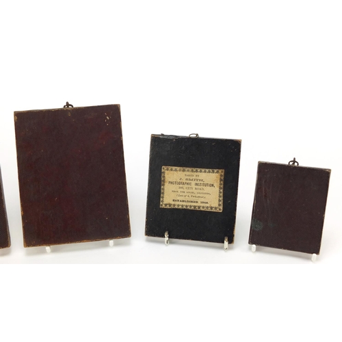 492 - Five 19th century ambrotypes with ornate gilt metal mounts, the largest 12.5cm x 9.5cm