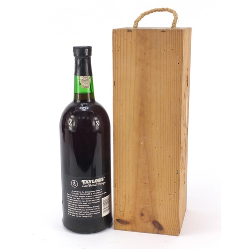 169 - Magnum bottle of 1981 Taylor's late bottled vintage port with pine crate