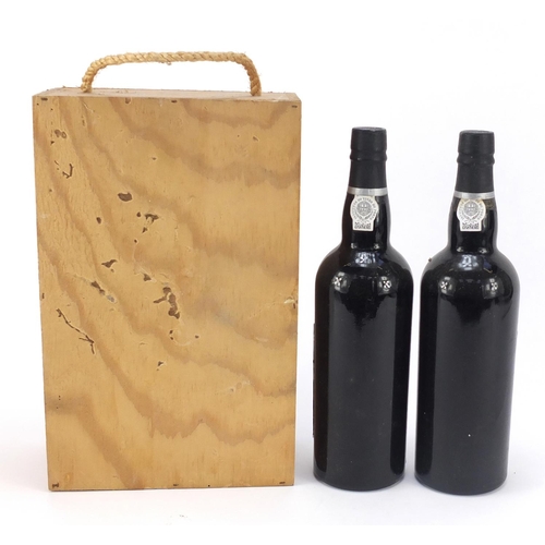 170 - Two bottles of 1982 vintage port, shipped by Adriano Ramos-Pinto with pine crate