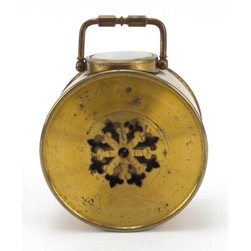 407 - 19th century brass cased carriage clock with case and subsidiary dial, 10cm high