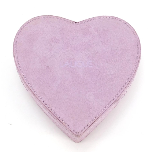 1989 - Lalique love heart shaped box, 22cm in length