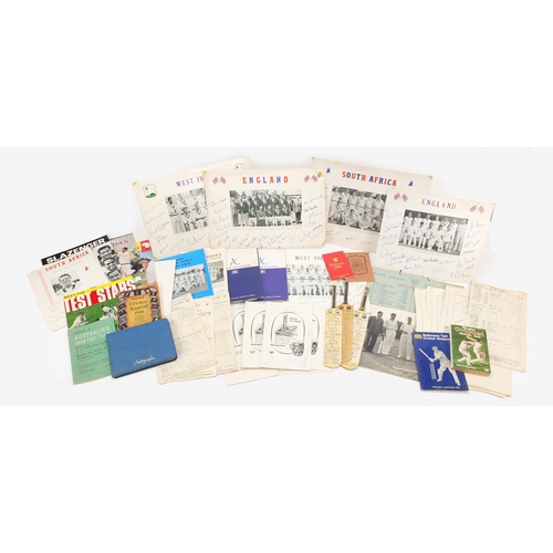 2005 - Vintage and later cricket ephemera, some signed including 1950 cricket annual, score cards and progr... 