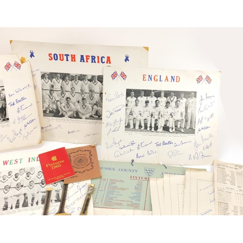 2005 - Vintage and later cricket ephemera, some signed including 1950 cricket annual, score cards and progr... 