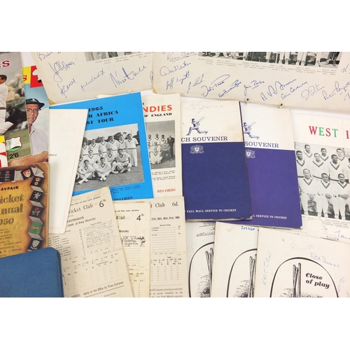 2005 - Vintage and later cricket ephemera, some signed including 1950 cricket annual, score cards and progr... 