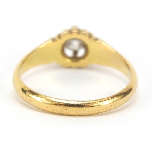 321 - 18ct gold diamond solitaire ring, Birmingham 1888, size P, 4.2g